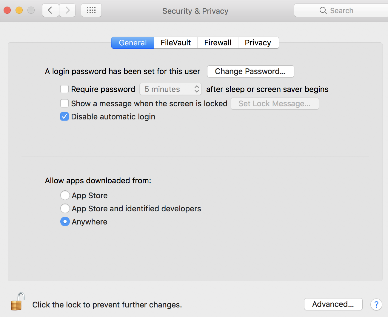 Enable Security & Privacy Anywhere Option